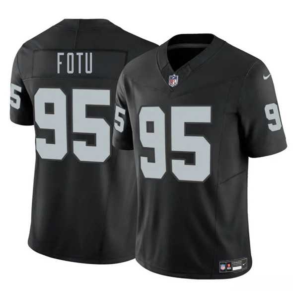 Men & Women & Youth Las Vegas Raiders #95 Leki Fotu Black 2025 F.U.S.E. Vapor Stitched Jersey->las vegas raiders->NFL Jersey